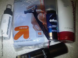 selection of shaving products non makeup kit essentials