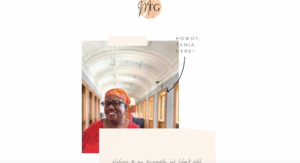 screen capture image of one of my weekly newsletter emails