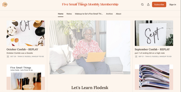 cover page of five small things membership substack